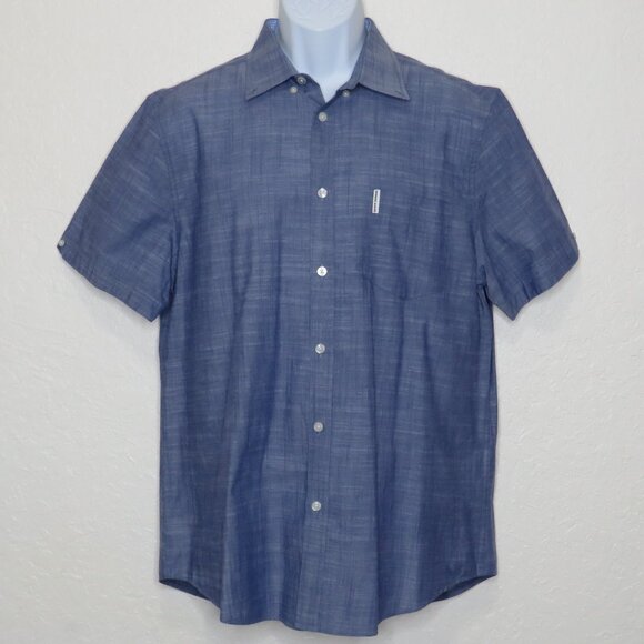 Ben Sherman* Men's Short Sleeve Button Down Curved Hem Chest Pocket Shirt~ Large - Picture 1 of 11